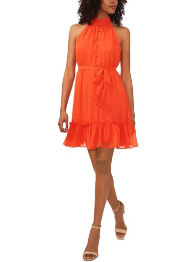 Msk Womens Ruffled Chiffon Mini Dress In Orange