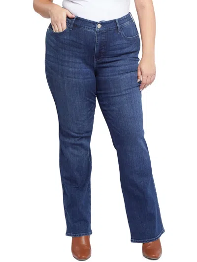 Seven7 Plus Womens Knit Denim Bootcut Jeans In Multi