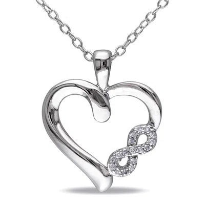 Mimi & Max Diamond Infinity Heart Necklace In Sterling Silver