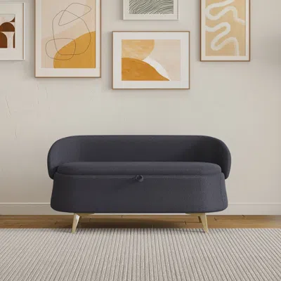 Simplie Fun 50 Inchesmulti-functional Long Rectangular Bed End Storage Sofa Stool Teddy Fleece In Gray