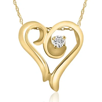 Pompeii3 1/10ct Solitaire Diamond Heart Pendant Necklace In White, Yellow, Or Rose Gold