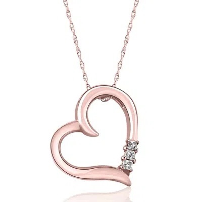 Pompeii3 Princess Cut Diamond Heart Necklace Pendant White Yellow Or Rose Gold 3/4" Tall In Silver