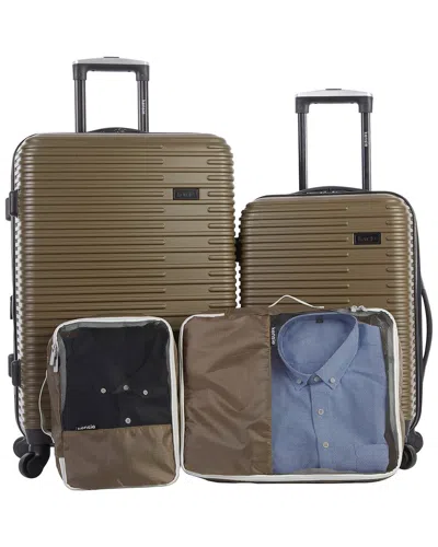Kensie Hillsboro Expandable Rolling Hardside Collection Set, 4 Piece In Olive