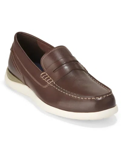 Cole Haan Grand Alantic Mens Leather Loafers In Brown