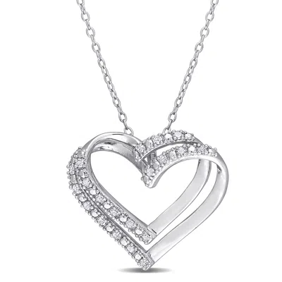 Mimi & Max 1/5ct Tw Diamond Heart Necklace In Sterling Silver
