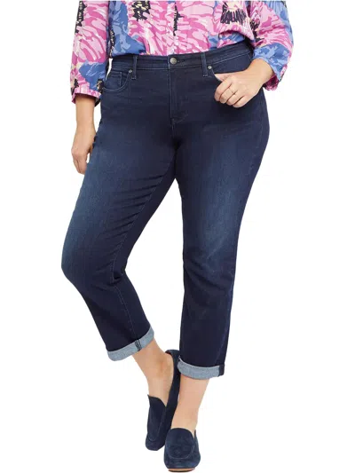 Nydj Plus Margot Womens Cuffed Denim Skinny Jeans In Blue