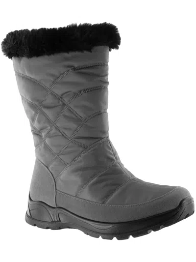 Easy Dry By Easy Street Cuddle Womens Faux Fur Lined Zipper Winter & Snow Boots In Grey