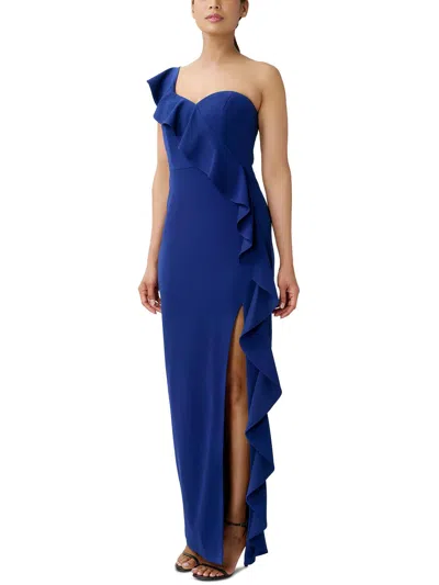 Aidan Mattox Womens Cascade Ruffle Polyester Evening Dress In Blue