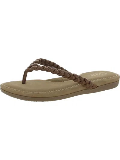 Cliffs By White Mountain Freedom Womens Faux Leather Braided Flip-flops In Green