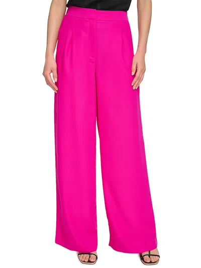 Dkny Womens Pleated Crepe Wide Leg Pants In Pink