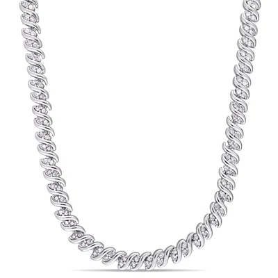 Mimi & Max 2ct Tw Diamond Twist Tennis Necklace In Sterling Silver