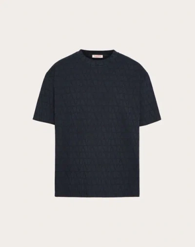 Valentino Cotton T-shirt With Toile Iconographe Print In Navy