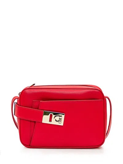 Ferragamo Small Camera Case Leather Crossbody Bag In Red