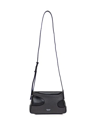 Ferragamo Cut-out Detailing Leather Mini Bag In Black
