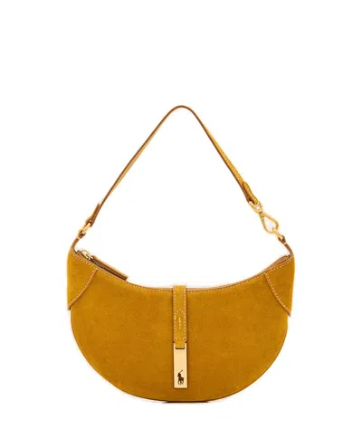 Polo Ralph Lauren Mini Polo Id Suede Shoulder Bag In Yellow