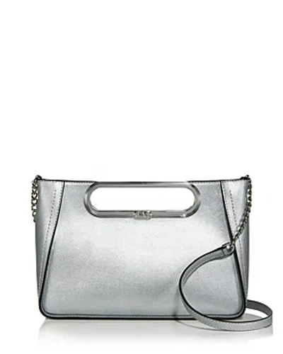 Michael Kors Michael  Chelsea Large Leather Convertible Clutch In Silver