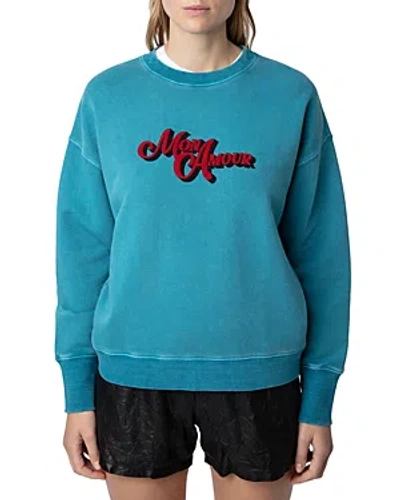 Zadig & Voltaire Oscar Amour Sweatshirt In Aqua