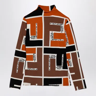 Fendi Turtleneck Sweater In Lycra In Multi