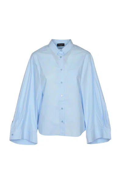 Roberto Collina Wide-sleeved Patched Pocket Flare Shirt In Azzure