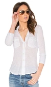 James Perse Sheer Slub Side Panel Shirt In White In White