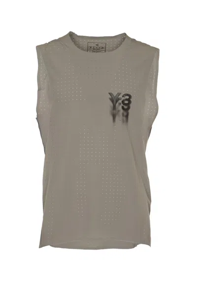 Y-3 Run Perforated Tank Top In Solid Grey