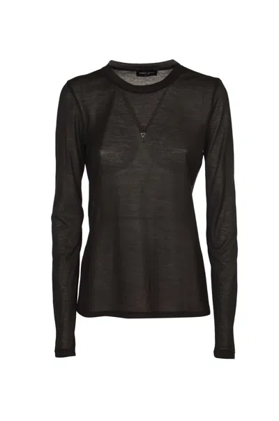 Roberto Collina Round Neck Plain Sweatshirt In Black