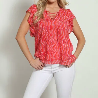 Veronica M Lace Up Ruffle Blouse In Inca In Red