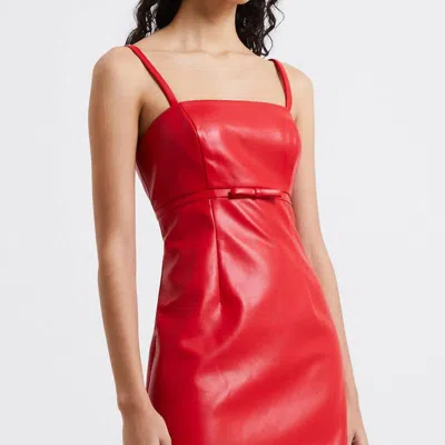 French Connection Crolenda Pu Bow Dress In Royal Scarlet In Red