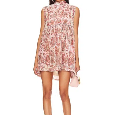 Free People All The Time Velvet Mini Dress In Petal Combo In Pink