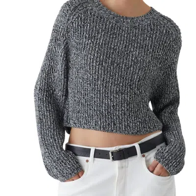 Closed Pure Organic Cotton Crew Neck Sweater In Black In Grey