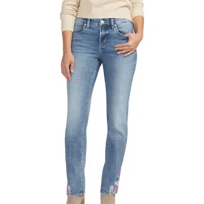 Jag Mid Rise Embroidered Ruby Straight Leg Jeans In Essex Blue