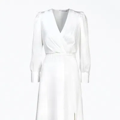 Adelyn Rae Brandy Wrap-effect Sateen Maxi Dress In White
