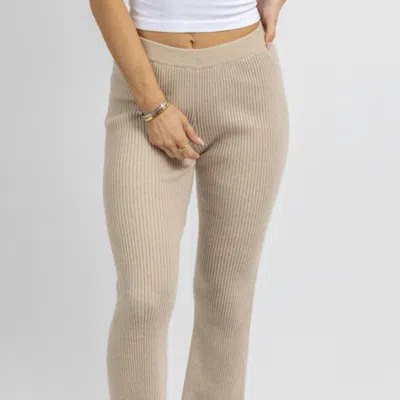Emory Park Knit Side Slit Tie Pant In Tan In Brown