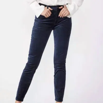 Paige Deep Navy Hoxton Velvet Ankle Jeans In Blue