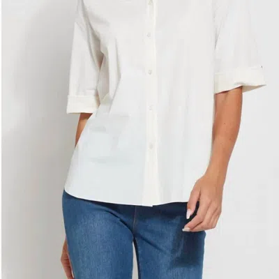 Lyssé Stitched Josie Shirt In Off White In Brown
