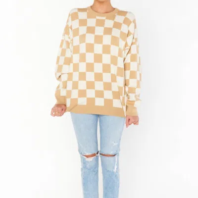 Show Me Your Mumu Scout Sweater In Tan Checker Knit In Brown