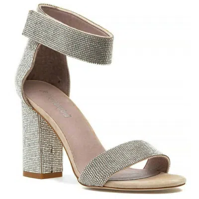 Jeffrey Campbell Women's Kassidy High Heel Ankle Strap Sandal In Nude Suede Champagne In White