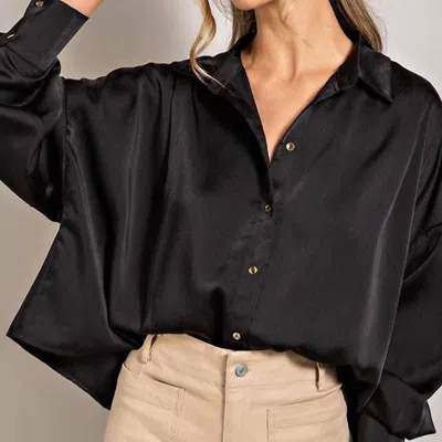 Eesome Willow Satin Blouse In Black