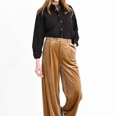 Molly Bracken Women's Velvet Pants In Beige In Brown