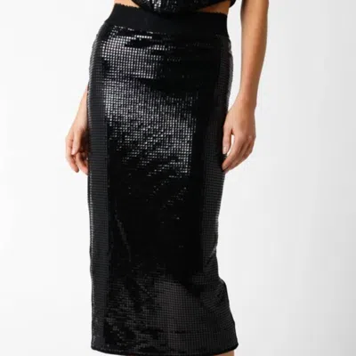 Olivaceous Sequin Midi Skirt In Black