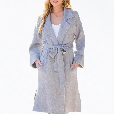 Bluivy Belted Knit Cardigan In Heather Grey