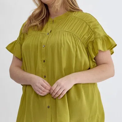 Entro Chartreuse Plus Ruffled Top In Green