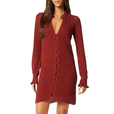 Joie Torrens Open-knit Cotton Mini Dress In Red