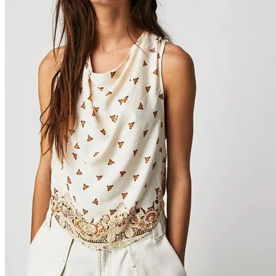 Free People Silas Printed Cowlneck Top In Ivory Combo In White