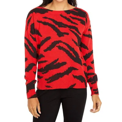 Elliott Lauren Well Red Boatneck Sweater In Red/black