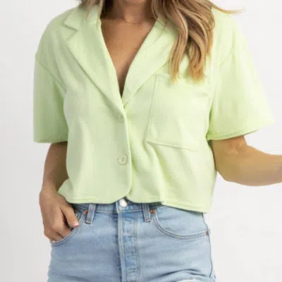 Blue Blush Oh Pool Boy Terrycloth Top In Lime In Green