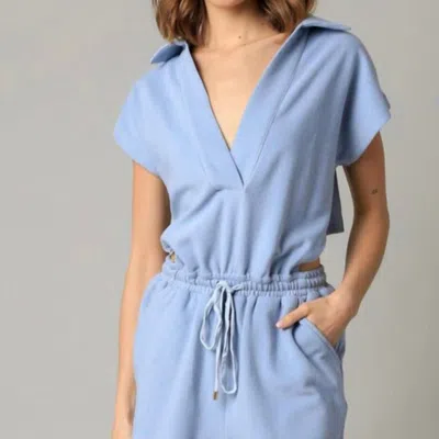 Olivaceous Collared Romper In Blue