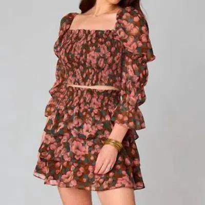 Buddylove Nelly Smocked Two-piece Set In Lost Lovers In Brown
