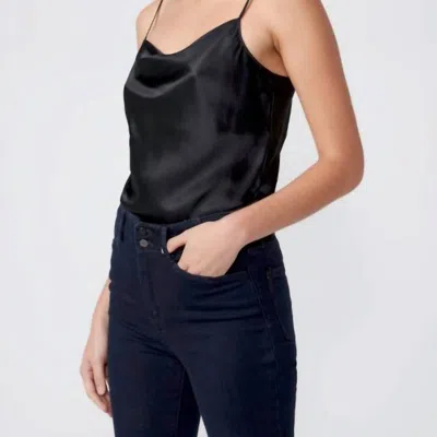Paige Giovanna Silk Bodysuit In Black