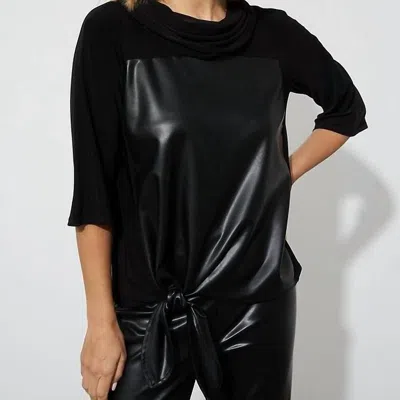 Joseph Ribkoff Faux Leather Front Top In Black